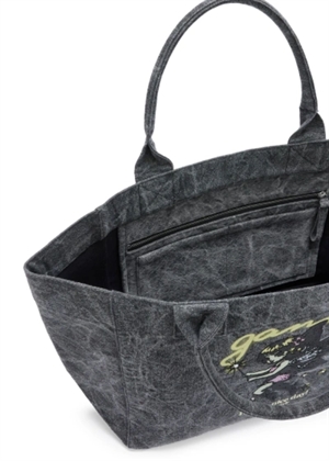 Medium trapeze shopper fairy print Black Oyster B2110088 Ganni 